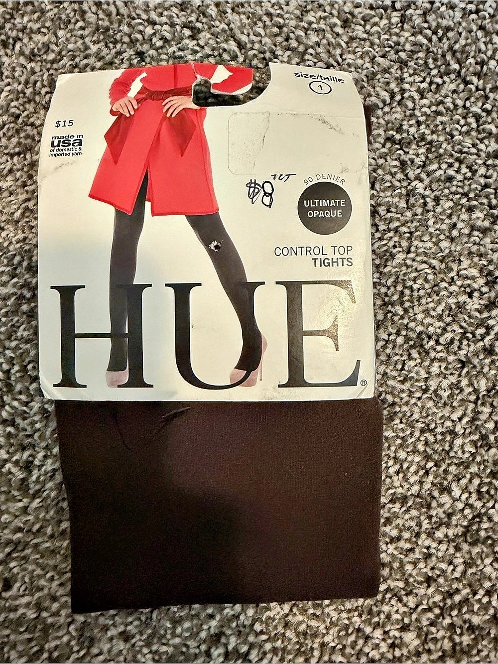 HUE Control Top Tights Brown Size 1 NWT